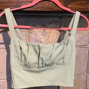 Sage green ruffle cropped tank.  Size M.